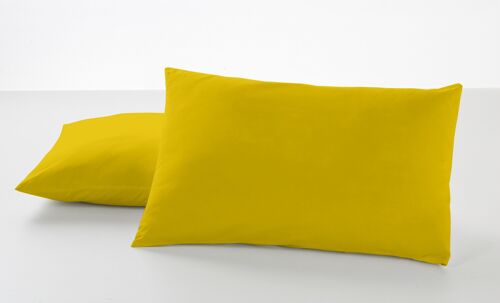 Pack de dos fundas de almohada color mostaza - 50x80 cm - 50% algodón / 50% poliéster - 144 hilos - Cierre en tapa y solapa. Gramage: 115