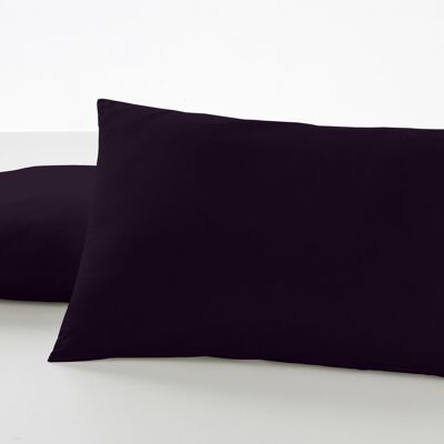 Pack de dos fundas de almohada color negro - 50x80 cm - 50% algodón / 50% poliéster - 144 hilos - Cierre en tapa y solapa. Gramage: 115