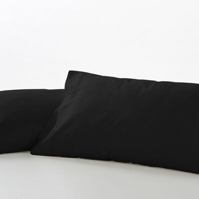 Packung mit zwei schwarzen Kissenbezügen – 45 x 95 cm – 50 % Baumwolle / 50 % Polyester – 144 Fäden. Gewicht: 115