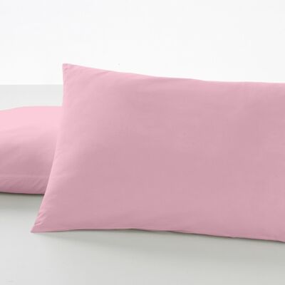 Pack de dos fundas de almohada color rosa - 50x80 cm - 50% algodón / 50% poliéster - 144 hilos - Cierre en tapa y solapa. Gramage: 115