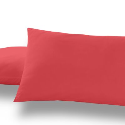 Pack de dos fundas de almohada color rojo - 50x80 cm - 50% algodón / 50% poliéster - 144 hilos - Cierre en tapa y solapa. Gramage: 115