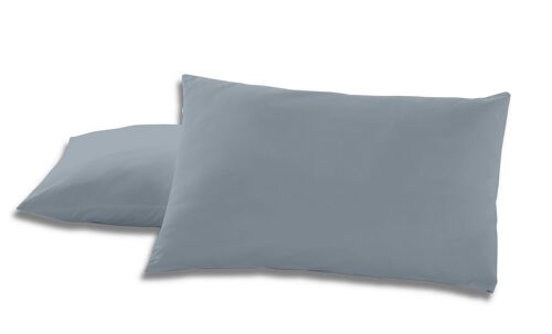 Pack de dos fundas de almohada de algodón color acero - 50x80 cm - 100% algodón - 144 hilos - Cierre en tapa y solapa. Gramage: 115