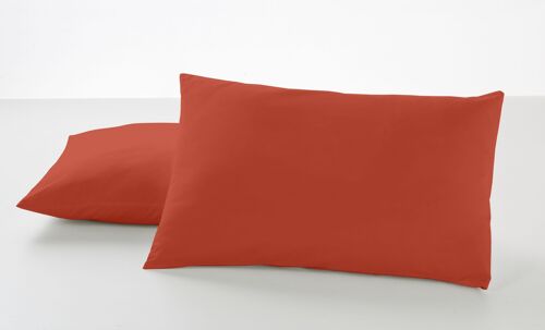 Pack de dos fundas de almohada color tierra - 50x80 cm - 50% algodón / 50% poliéster - 144 hilos - Cierre en tapa y solapa. Gramage: 115