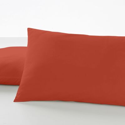 Pack de dos fundas de almohada color tierra - 50x80 cm - 50% algodón / 50% poliéster - 144 hilos - Cierre en tapa y solapa. Gramage: 115