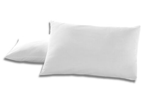 Pack de dos fundas de almohada de algodón color blanco - 50x80 cm - 100% algodón - 144 hilos - Cierre en tapa y solapa. Gramage: 115