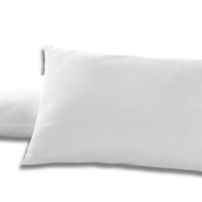 Pack de dos fundas de almohada de algodón color blanco - 50x80 cm - 100% algodón - 144 hilos - Cierre en tapa y solapa. Gramage: 115