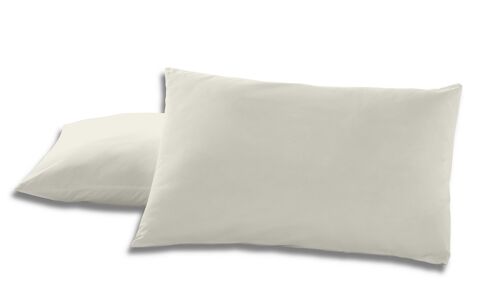Pack de dos fundas de almohada de algodón color crema - 50x80 cm - 100% algodón - 144 hilos - Cierre en tapa y solapa. Gramage: 115