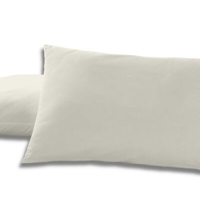 Pack de dos fundas de almohada de algodón color crema - 50x80 cm - 100% algodón - 144 hilos - Cierre en tapa y solapa. Gramage: 115