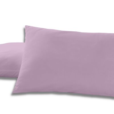 Pack de dos fundas de almohada de algodón color malva - 50x80 cm - 100% algodón - 144 hilos - Cierre en tapa y solapa. Gramage: 115