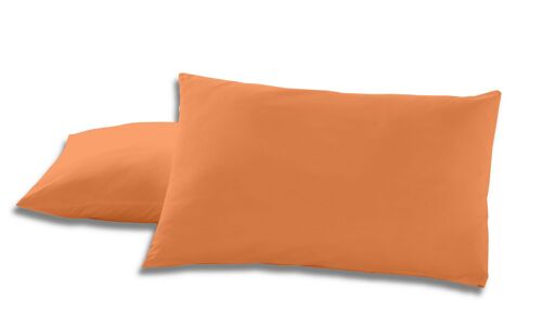 Pack de dos fundas de almohada de algodón color mango - 50x80 cm - 100% algodón - 144 hilos - Cierre en tapa y solapa. Gramage: 115