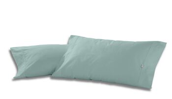 Lot de deux taies d'oreiller en coton aqua - 45x95 cm - 100% coton - 144 fils. Poids : 115 1