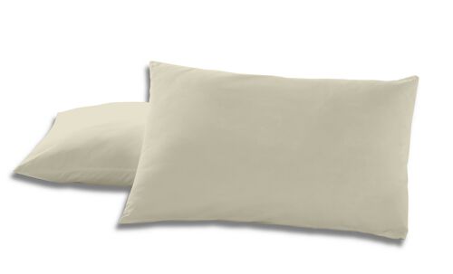 Pack de dos fundas de almohada de algodón color piedra - 50x80 cm - 100% algodón - 144 hilos - Cierre en tapa y solapa. Gramage: 115
