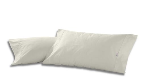 Pack de dos fundas de almohada de algodón color crema - 45x95 cm - 100% algodón - 144 hilos. Gramage: 115