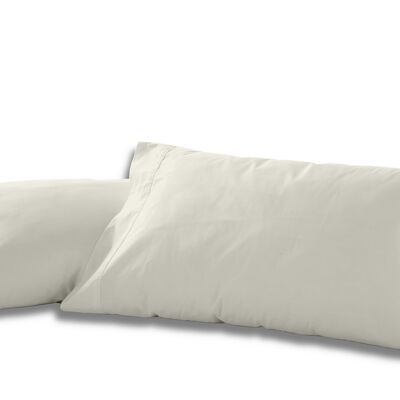 Pack de dos fundas de almohada de algodón color crema - 45x95 cm - 100% algodón - 144 hilos. Gramage: 115