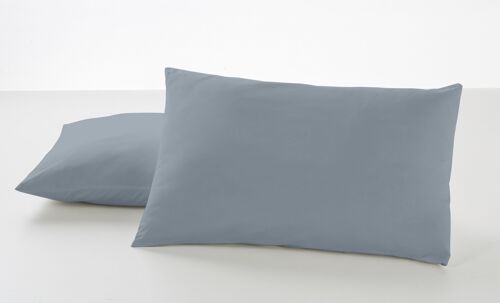 Pack de dos fundas de almohada de algodón peinado color acero - 50x80 cm - 100% algodón - 200 hilos - Cierre en tapa y solapa. Gramage: 125