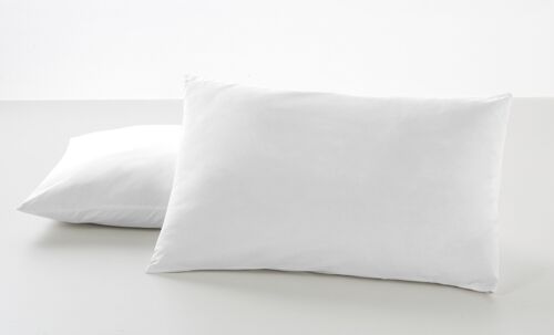 Pack de dos fundas de almohada de algodón peinado color blanco - 50x80 cm - 100% algodón - 200 hilos - Cierre en tapa y solapa. Gramage: 125