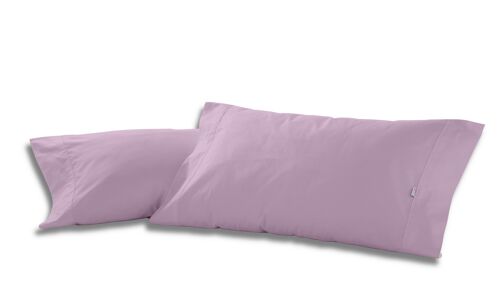 Pack de dos fundas de almohada de algodón color malva - 45x95 cm - 100% algodón - 144 hilos. Gramage: 115