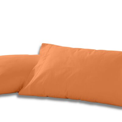 Lot de deux taies d'oreiller en coton couleur mangue - 45x95 cm - 100% coton - 144 fils. Poids : 115