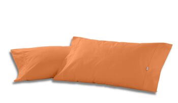 Lot de deux taies d'oreiller en coton couleur mangue - 45x95 cm - 100% coton - 144 fils. Poids : 115 1