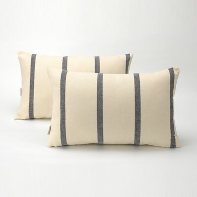Pack of two blue Ara cotton cushion covers. Invisible zipper.