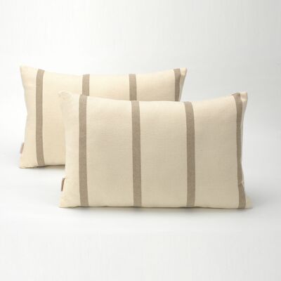 Pack of two stone-colored Ara cotton cushion covers. Invisible zipper.