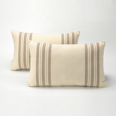 Pack of two stone-colored Ibon cotton cushion covers. Invisible zipper.