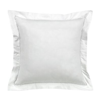 Pack of two white organic cotton cushion covers. Hemstitch finish.