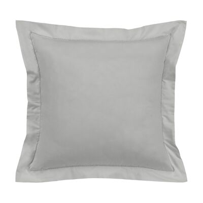 Pack of two pearl-colored organic cotton cushion covers. Hemstitch finish.