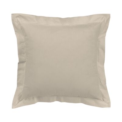 Pack of two taupe organic cotton cushion covers. Double stitched finish.