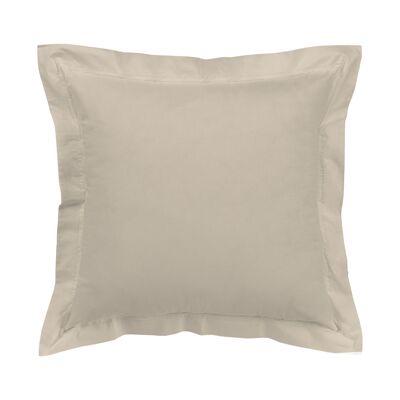 Lot de deux housses de coussin en coton bio taupe. Finition double couture.