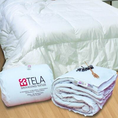 Petal touch microfiber duvet cover filling - 105 cm bed - 100% polyester outer fabric / 350 gr / m2 silicone hollow fiber inside 100% polyester feather touch - presented in a breathable fabric duffel bag with zipper