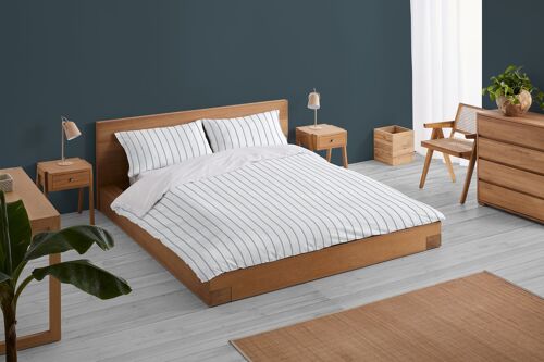 Rita. Conjunto de funda nórdica y funda(s) de almohada de percal color azul. Cama de 105 cm. 2 piezas