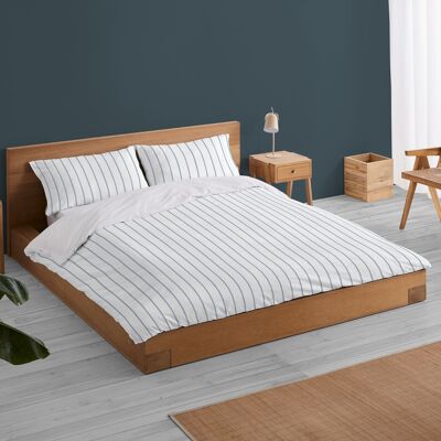 Rita. Conjunto de funda nórdica y funda(s) de almohada de percal color azul. Cama de 105 cm. 2 piezas