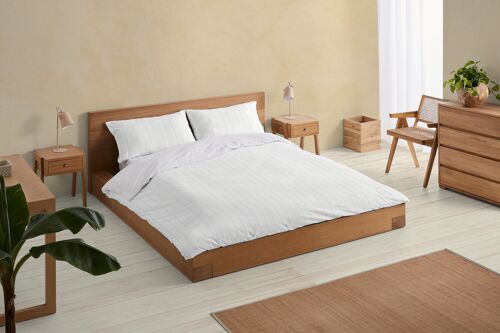 Rita. Conjunto de funda nórdica y funda(s) de almohada de percal color piedra. Cama de 105 cm. 2 piezas