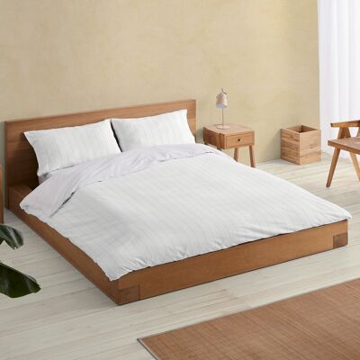 Rita. Stone-colored percale duvet cover and pillowcase(s) set. 150 (2 alm) cm bed. 3 pz