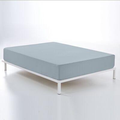 Drap-housse 100% coton couleur aluminium. Lit 150 (hauteur 30 cm)