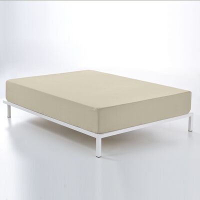 Lenzuolo con angoli 100% cotone beige. Letto 135/140 (altezza 30 cm)