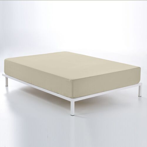 Sábana bajera ajustable 100% algodón color beige. Cama de 150 (alto 30 cm)