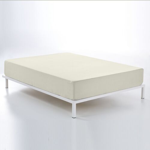 Sábana bajera ajustable 100% algodón color blanco lirio. Cama de 135/140 (alto 30 cm)