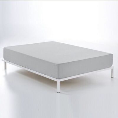 Lenzuolo con angoli in cotone 100% in grigio siberiano. Letto 180 (altezza 30 cm)