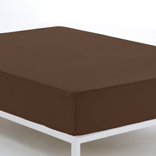 SÁBANA BAJERA AJUSTABLE COMBI COLOR CAFÉ - CAMA DE 105 CM - 50% ALGODÓN / 50% POLIÉSTER - 144 HILOS