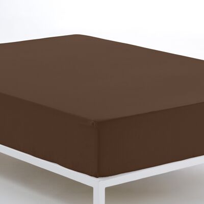 Kombinierbares, verstellbares Spannbettlaken in der Farbe Kaffee – 105 cm großes Bett – 50 % Baumwolle / 50 % Polyester – 144 Fäden