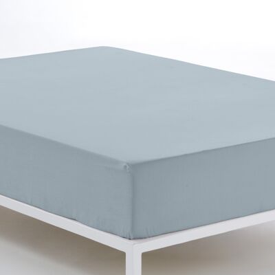 DRAP-HOUSSE COMBI AJUSTABLE UNIQUE CALA COULEUR ARGENT - LIT 200 CM - 100% COTON - 144 FILS