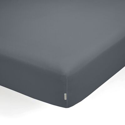 Drap-housse en coton biologique couleur cendre. Lit de 160 cm.