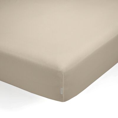 Taupe organic cotton fitted sheet. 150 cm bed.