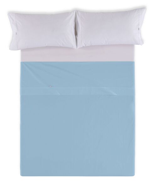 SABANA ENCIMERA color azul celeste - Cama de 90 100% algodón - 144 hilos. Gramage: 115