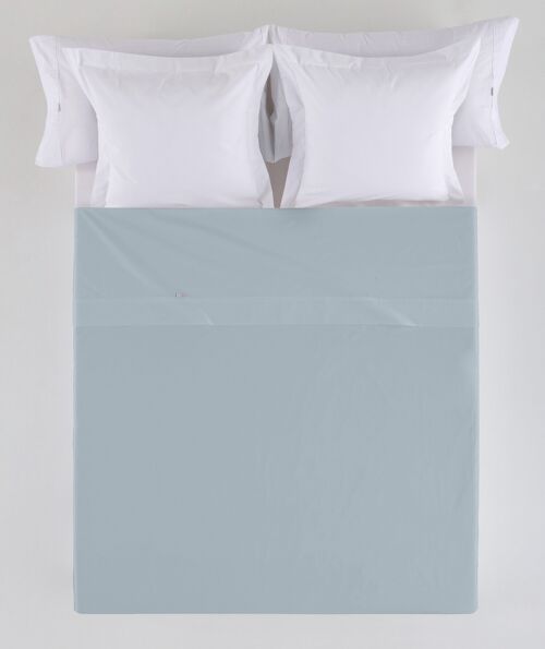 SÁBANA ENCIMERA COMBI LISO CALA COLOR PLATA - CAMA DE 90 CM - 100% ALGODÓN - 144 HILOS