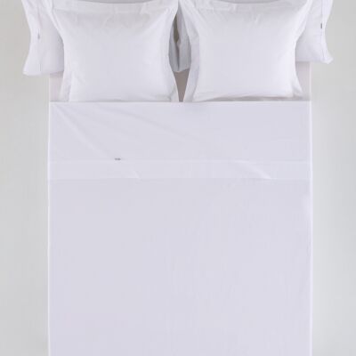 Satin-Oberbettlaken, weiße Farbe – Bett aus 90 % Baumwolle – Fäden. Gewicht: 118
