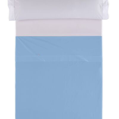 Drap TOP SHEET bleu clair - lit 105 50% coton / 50% polyester - 144 fils. Poids : 115