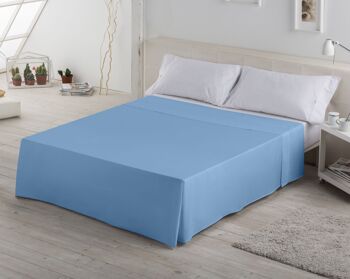 Drap TOP SHEET bleu clair - lit 200 50% coton / 50% polyester - 144 fils. Poids : 115 3